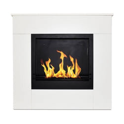 Cheminée au bioéthanol sur pied en bois blanc Made in Italy Michelangelo 96x36x90h