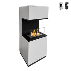 Cheminée bioéthanol - DIVINA FIRE - Oslo - Acier - Blanc - 100 cm de hauteur