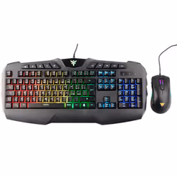 itek T20, Taille réelle (100 %), USB, Clavier à membrane, LED RGB, Noir, Souris incluse