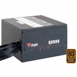 itek BD500, 500 W, 230 V, Actif, Sur-courant, Sur-alimentation, Surtension, Court-circuit, Sous-tension, 24-pin ATX, PC