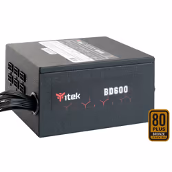 itek BD600, 600 W, 230 V, Actif, Sur-courant, Sur-alimentation, Surtension, Court-circuit, Sous-tension, 24-pin ATX, Semi-mod ...