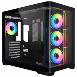 itek DARK CAVE CURVED, Tower, PC, Noir, ATX, micro ATX, Mini-ITX, Bleu, Vert, Rouge, Ventilateur