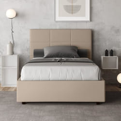 Lit coffre 1 place et demi Mika 120x200 avec sommier relevable taupe - Marque - Modèle - Gris - Blanc
