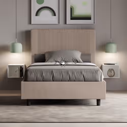Lit 1 place et demi - Goya - 120x210 - Sommier taupe - Design élégant - Fabrication italienne