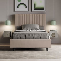 Lit 1 place et demi - Goya - 120x210 - Sommier taupe - Design élégant - Fabrication italienne