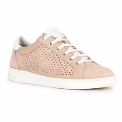 Basket Geox Femme D Jaysen - Nude-White - Taille 39 - Lacets - Daim-Nubuck - Plat