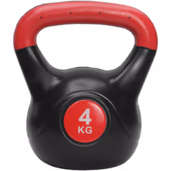 FITPADDY KB1X4, Kettlebell classique, Béton, Polyéthylène, Sable, Noir, Rouge, 4 kg, 160 mm, 210 mm
