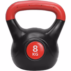 FITPADDY KB1X8, Kettlebell classique, Béton, Polyéthylène, Sable, Noir, Rouge, 8 kg, 195 mm, 255 mm