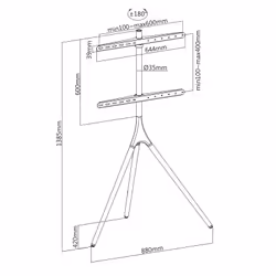 Munari KE088NS support pour téléviseur 55" Noir, Bois