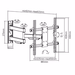 Munari Kairos Home SP754 support pour téléviseur 65" Noir