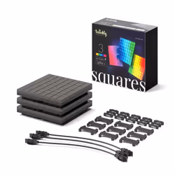 Twinkly Squares Extension Kit, Kit d'éclairage intelligent, Wi-Fi/Bluetooth, Noir, LED intégrée, Multicolore, Ambiance