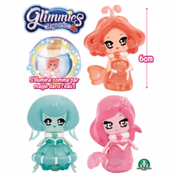 Giochi Preziosi Glimmies - Blister 3 Glimmies Aquaria 6 Cm (Dont 2 Glimmies Exclusives), 3 an(s), Fille, 90 g, Multicolore