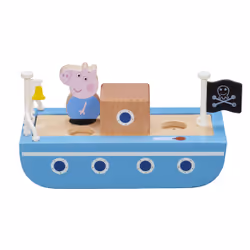 Peppa Pig Bateau en bois avec 1 personnage, Peppa Pig, 2 an(s), Bleu, Bois, Bois