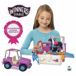 Winner's Stable Centre Vétérinaire Mobile avec Cheval articulé & Poupée, Mini poupée, Femelle, 3 an(s), Fille, Multicolore