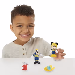 GP TOYS Mickey – Blister 2 figurines articulées 7,5 cm avec accessoires - Pompier, 100 g
