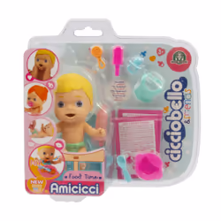 GP TOYS CCB - Set Repas Cicciobello Amicicci Deluxe - Modèle Garçon Cheveux Blonds, 105 mm, 100 g, Multicolore