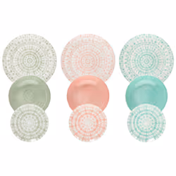 Tognana Porcellane Gipsy Soft, 6 personne(s), Porcelaine, Vert, Rouge, Turquoise, Rond, 27 cm, 20,5 cm