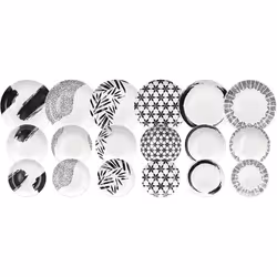 Tognana Porcellane MC070185974, 6 personne(s), Porcelaine, Noir, Blanc, 18 pièce(s)