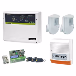 KIT Système d'alarme anti-effraction 2 zones Hiltron, composé de : 1 pièce centrale d'alarme anti-effraction 3 zones + 24H (a ...