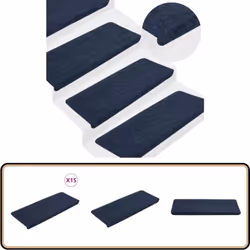 VidaXL Tapis d'escalier auto-adhésifs 15 pcs 65x24,5x3,5 cm Bleu Ces tapis de marches constitueront non seulement un suppléme ...