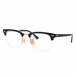 Ray-Ban CLUBMASTER METAL OPTICS, Adulte, Unisexe, Carré, Or, Noir, Verres non polarisés, Métal