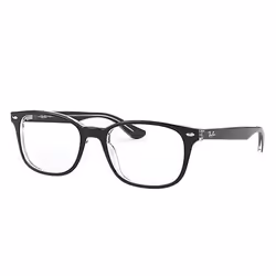 Ray-Ban RB5375, Adulte, Unisexe, Carré, Transparent, Noir, Verres non polarisés, Acétate