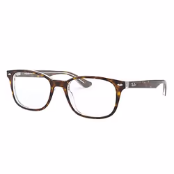 Ray-Ban RB5375, Adulte, Unisexe, Carré, Tortue, Transparent, Verres non polarisés, Acétate