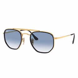 Ray-Ban MARSHAL II, Adulte, Unisexe, Hexagonal, Or, Noir, Verres non polarisés, Acier inoxydable