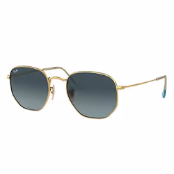 Ray-Ban HEXAGONAL FLAT LENSES, Adulte, Unisexe, Hexagonal, Or, Verres non polarisés, Acier inoxydable