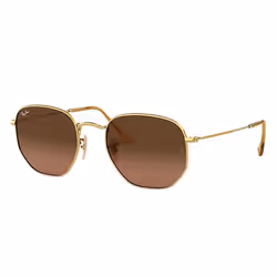 Ray-Ban HEXAGONAL FLAT LENSES, Adulte, Unisexe, Hexagonal, Or, Verres non polarisés, Acier inoxydable