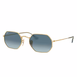Ray-Ban OCTAGONAL CLASSIC, Adulte, Unisexe, Or, Verres non polarisés, Métal, Bleu
