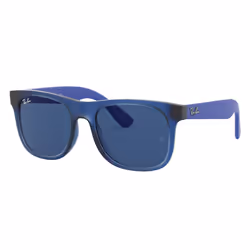 Ray-Ban RB9069S Bleu transparent/Bleu foncé 48 mm, Enfant, Unisexe, Carré, Carré, Bleu, Bleu