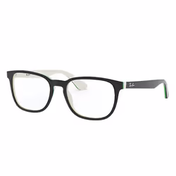 Ray-Ban RB1592, Enfant, Unisexe, Rectangulaire, Blanc, Noir, Verres non polarisés, Acétate