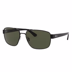 Ray-Ban RB3663, Adulte, Unisexe, Noir, Verres non polarisés, Acier inoxydable, Vert