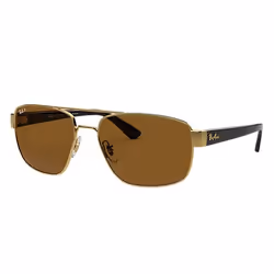 Ray-Ban RB3663, Adulte, Unisexe, Or, Noir, Verres polarisés, Acier inoxydable, Marron