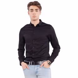 Chemise homme - ARMANI EXCHANGE - Noir - Coupe ajustée - Manches longues - Col chemise