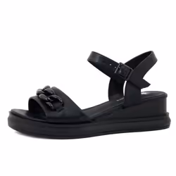 Chaussure Femme - Sandale nu-pied - LAURA VITA - Cuir - Noir - Talon Compensé