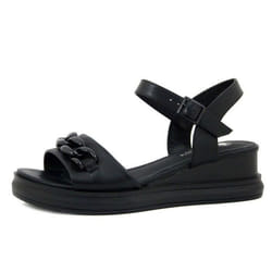 Chaussure Femme - Sandale nu-pied - LAURA VITA - Cuir - Noir - Talon Compensé