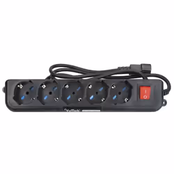 Vultech MU-UPS01, 1,5 m, Type F, Polyéthylène, Noir, RoHS, 5 sortie(s) CA