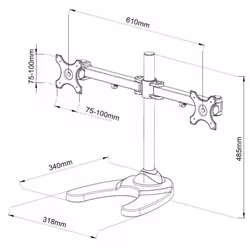 Techly ICA-LCD 3510 support d'écran plat pour bureau 61 cm (24") Noir