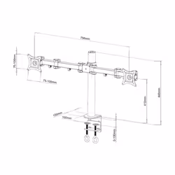 Techly ICA-LCD 482-D support d'écran plat pour bureau 27" Noir