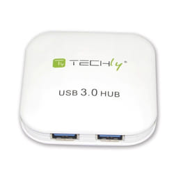 Techly IUSB3-HUB4-WH hub & concentrateur 5000 Mbit/s Blanc