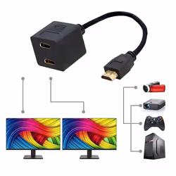 Techly 0.3m HDMI - 2x HDMI M/F, 0,3 m, HDMI Type A (Standard), 2 x HDMI Type A (Standard), Noir