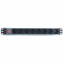 Techly I-CASE STRIP-18SH, Basique, 1.5U, Monophasé, horizontale, Aluminium, Noir, Argent