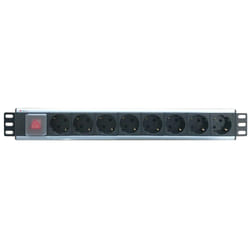 Techly I-CASE STRIP-18SH unité de distribution d'énergie 8 sortie(s) CA 1.5U Noir, Argent