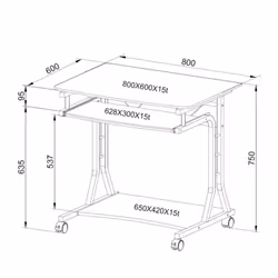 Techly ICA-TB 3791A bureau d'ordinateur Cerise