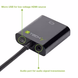 Techly HDMI - VGA+3.5mm+Micro USB B M/F 0,15 m Noir - Vue supplémentaire 5