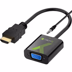 Techly HDMI - VGA+3.5mm M/F, 0,15 m, HDMI, VGA+3.5mm, Mâle, Femelle, 1920 x 1200 pixels