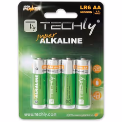 Techly LR06 AA 1.5V, Batterie à usage unique, AA, Alcaline, 1,5 V, 4 pièce(s), Multicolore
