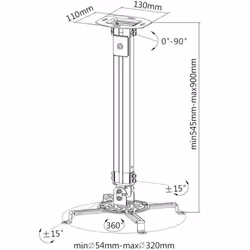 Techly ICA-PM 18M support pour projecteurs Plafond Argent
